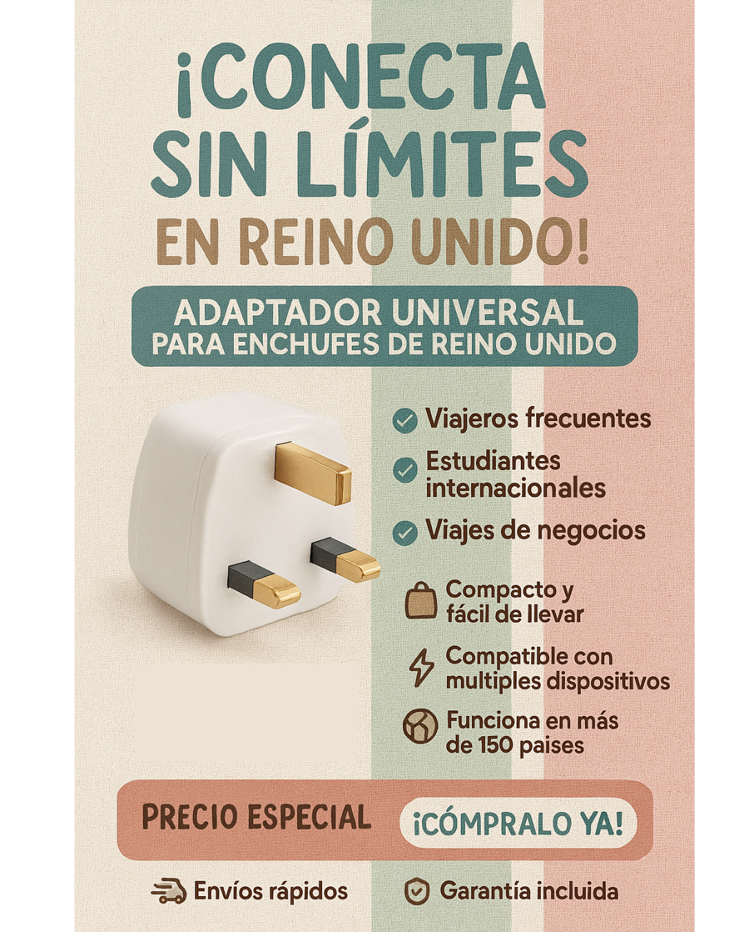 Adaptador Universal para Enchufes de Reino Unido